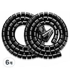 엔더 전선 보호 튜브 꽈배기형 매직 케이블 선정리 소품, 6개, 블랙