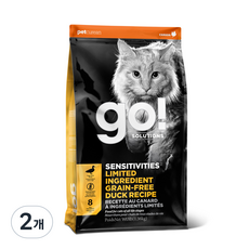 go 전연령 고양이 LID 그레인프리 센서티브 건식사료, 오리, 1.36kg, 2개