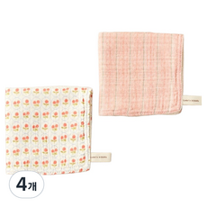 Modern House L 加厚4層紗布居家抹布 復古花朵, 4個