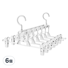 wellane 6層伸縮折疊夾子褲架, 6個, 白色