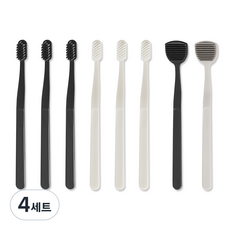 생활도감 벌집 칫솔 블랙 3p + 화이트 3p + 혀클리너 흰색 + 검정색 세트, 4세트