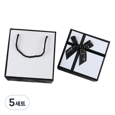 올비에스 고급 선물 박스 리본 포장 기프트 상자 + 쇼핑백 세트 10호, 화이트, 5세트