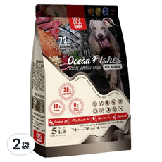 倍思特 無穀全齡犬糧 2袋 海洋魚類, 鮭魚+鯡魚+鰹魚+雞肉, 5lb