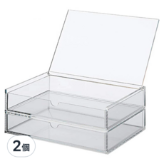 MUJI 無印良品 可堆疊壓克力附蓋抽屜盒 2層, 透明色, 2個