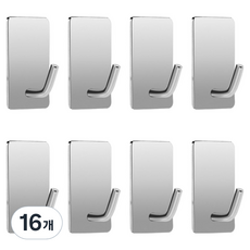 多用途304不鏽鋼黏貼式掛鉤, 銀色, 16個