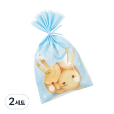 해피프렌즈 비접착 쿠키봉투 하늘토끼 50p + 막대타이 랜덤 발송 50p, 2세트, 50개
