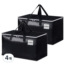 메이크마인 이사가방 대용량 접이식 방수 이불 옷 정리함, 4개, 블랙