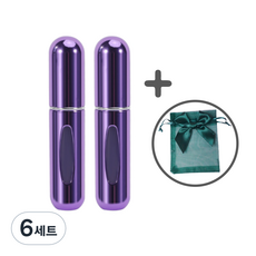 ajj 휴대용 향수 공병 5ml x 2p + 파우치, 6개, 14 브라이트 퍼플