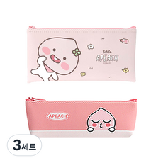 카카오프렌즈 모던st 미니 삼각 필통 + 일자필통 세트, 핑크어피치(삼각필통), 리틀어피치(일자필통), 3세트