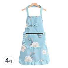 데이소이 프렌치 플로럴 앞치마, 5 흰꽃리본 스카이그린, 4개