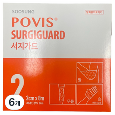 POVIS 서지가드 신축성 망붕대 2호 2cm x 8m, 1롤, 6개
