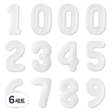 PartyIsland 數字鋁箔氣球 12入組 40cm, 6組, 白色