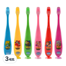 비브라이트 어린이용 캐릭터 기본뽁뽁이 칫솔 6종 세트, 혼합색상, 3세트, 6개입