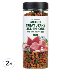 페스룸 믹스드 트릿 져키 올인원, 혼합맛(닭/소고기, 닭/연어, 닭/고구마, 닭/브로콜리), 1kg, 2개