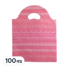 팩스타 손잡이 비닐봉투 PE30 30 x 40 cm, 핑크레이스, 100개입