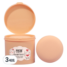 Dodorich 強力圓形氣墊粉撲 3入 + 收納盒組, 3套, 單一顏色