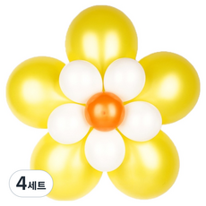 파티짱 고무장식 생일용품 파티 데코 3단 꽃풍선 키트, 옐로우, 4세트