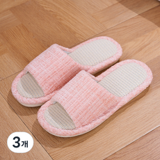 EVER HOUSE 柔軟亞麻緩衝室內拖鞋, 3個, 粉紅色