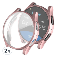 MOHARLAB Galaxy Watch 相容 螢幕保護 鋼化玻璃 硬殼 保護殼 44mm, 03 粉紅色