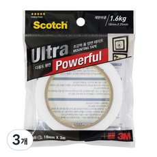 3M Scotch 超強力泡棉雙面膠帶 18mm x 3m, 3個