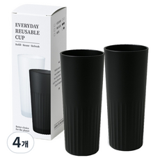 ECOmass Less is More 每日可重複使用杯, 黑色, 4個, 500ml