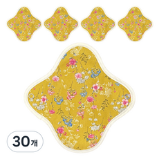 eechae 純棉衛生棉 黃色花卉, 護墊, 30個, 1入