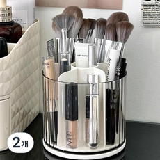 소소하우스 메이크업 보관함 회전 브러시 펜슬 꽂이, 화이트, 2개