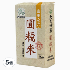 天生好米 東部圓糯米, 1kg, 5個