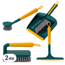 월드크린 노아 청소도구 4종 세트, 옐로우 + 그린, 2세트