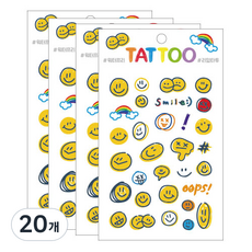 Petit 迷你紋身貼紙 TS001, 笑臉, 20個