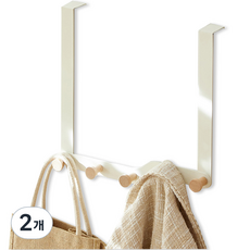 레디박스 공간활용 우드 문걸이 도어행거 후크 5구 30cm, 화이트, 2개
