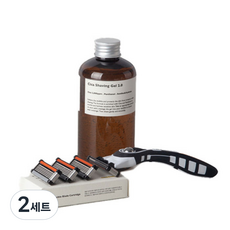 Lazy Socíety 5層刮鬍刀組, 刮鬍刀+5重刀片 4入+積雪草刮鬍凝膠, 2組