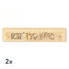 Winnie the Pooh 小熊維尼 百畝森林系列 木質鏤空15公分尺 SS197-2 15cm, 維尼小豬綠, 2支