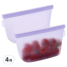 네이쳐리빙 릴리브 더블락 실리콘 지퍼백 퍼플, 500ml, 1개입, 4개