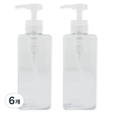 뉴앤룩 사각 리필용기 디스펜서 일반형 650ml, 01 투명, 6개
