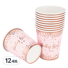 파티팡 레터링 파티컵 베이비걸 로즈골드 240ml, 10개입, 12세트