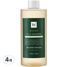 화이트센트 향기좋고 부드러운 고영양 HGE 퍼퓸 샴푸 아일랜드코튼, 350ml, 4개