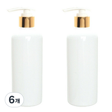 Glassdomae DT 400 按壓瓶, 白色(容器) + 金色(蓋子), 6個