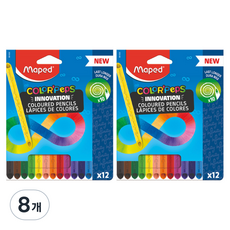 Maped 不沾手蠟筆兼彩色鉛筆, 8個, 12色