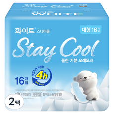 WHITE Stay Cool 衛生棉 蝶翼型, 2個, 大型, 16入