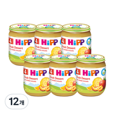 HiPP 喜寶 罐裝水果副食品, 蘋果+杏+桃+菠蘿混合口味, 12個, 125g