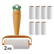 REAL PICKY 零塵胡蘿蔔除塵滾筒 橘色 + 補充包 7入組, 2套