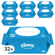 크리넥스 코튼클린 소프트 물티슈 캡형, 45g, 90매, 32개