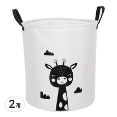 디오셀 EVA 접이식 원형 다용도 수납바구니, 기린, 2개