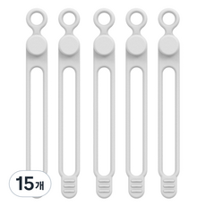 마다꾸미 실리콘 케이블타이 콘세트 선 라인 정리, 10 원형 화이트, 15개
