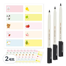 防水冰箱標籤貼紙 角色款 100張 + 油性黑色簽字筆 3入組, 2套, 10個空間