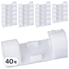 康宇商社 黏貼式電線整理固定夾, 白色, 40個