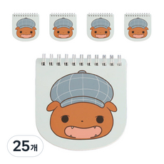 아이세움 엉덩이탐정 캐릭터 모양노트, 블루(브라운), 25개