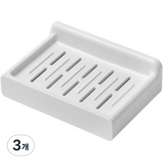 더자카 무타공 프리미엄 물빠짐 비누받침대 13 x 9.3 x 4.5 cm, 화이트, 3개