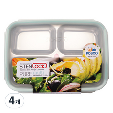 스텐락 퓨어 멀티 4구 밀폐용기 직사각 4호, 4개, 100ml